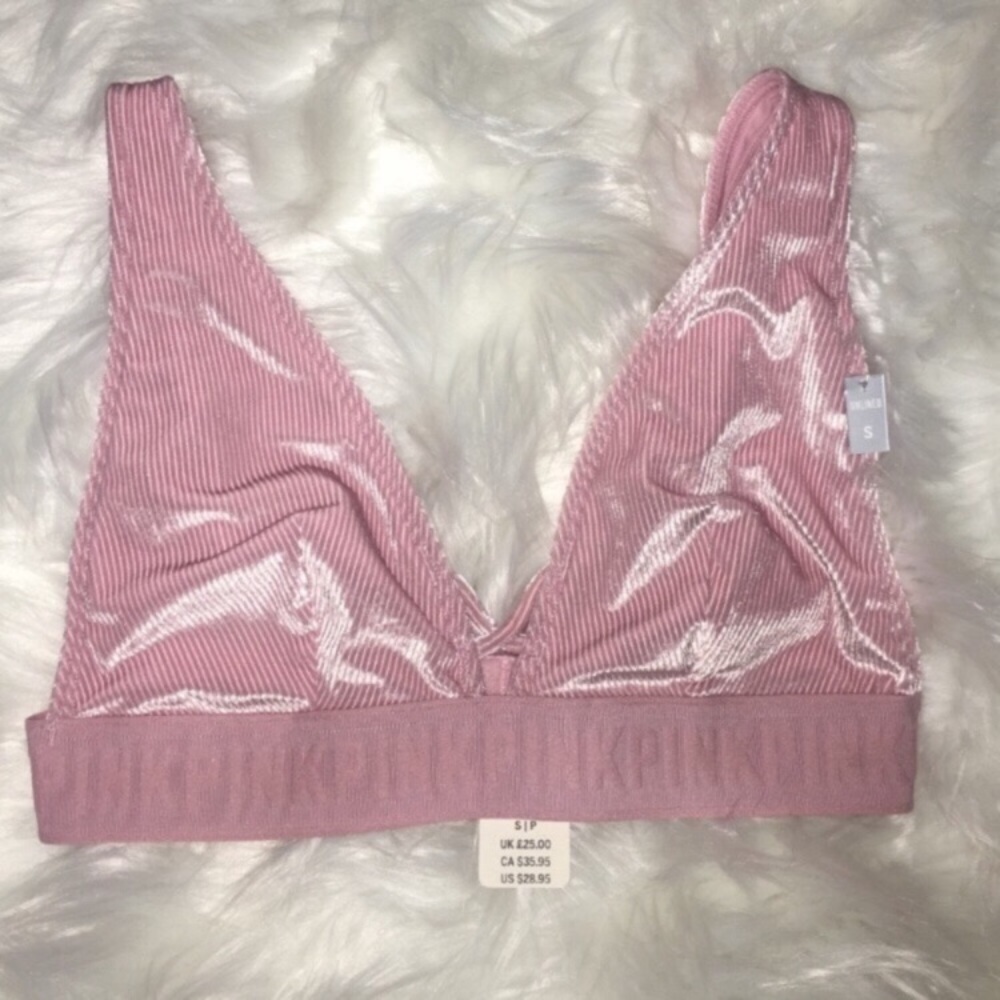 NWT LIGHT PINK VELVET VS PINK BRALLETE